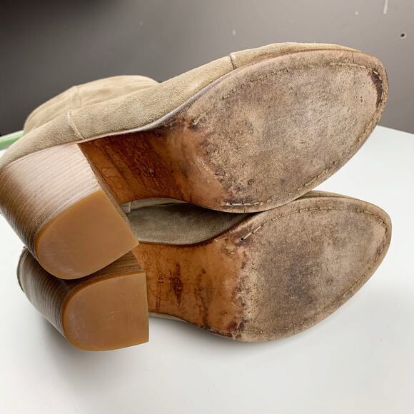 Rag & Bone Newbury Boots Heeled Tan Suede Zipper Ankle Women's 41 US 11 - Picture 11 of 12